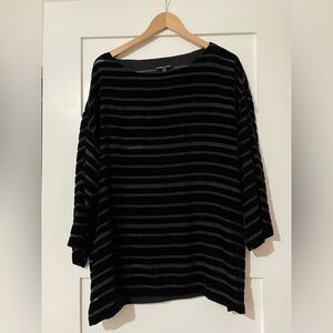 Eileen Fisher blackout velvet stripe top size M